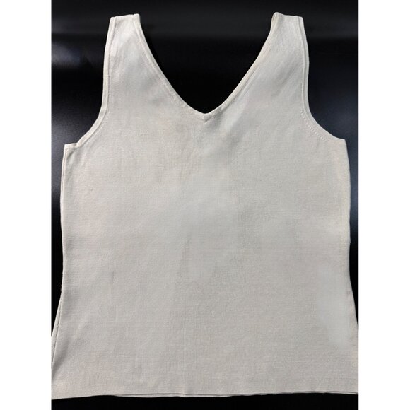 Vintage White House Black Market Silk Knit Beaded Rhinestone Tank Top M Y2K Ivor - Picture 3 of 9